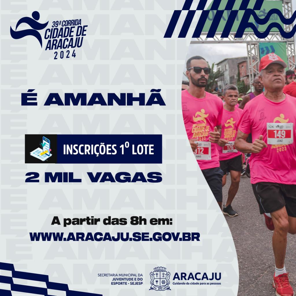 Inscrições para a 39ª Corrida Cidade de Aracaju iniciam nesta quarta