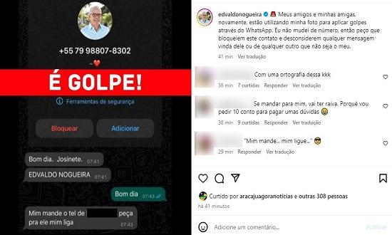 Prefeito Edvaldo volta a denunciar tentativa de golpe via WhatsApp por criminosos que utilizam sua imagem