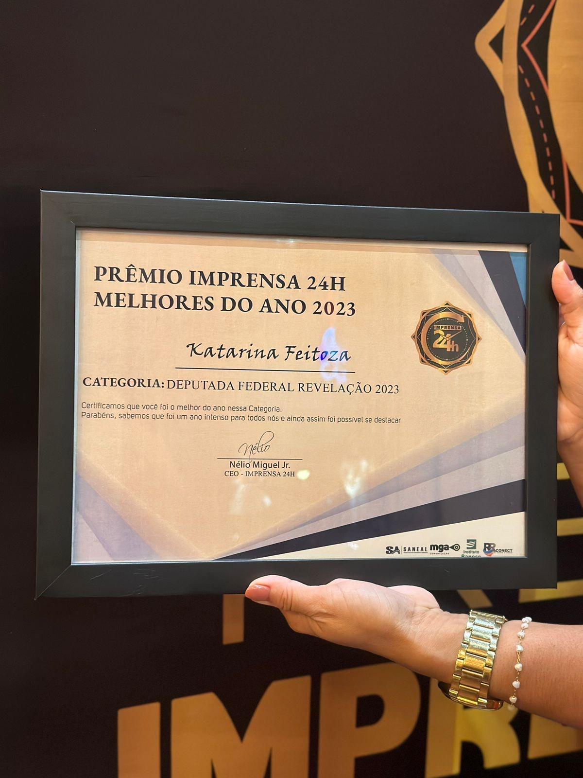 Deputada Revelação 2023: Delegada Katarina recebe prêmio de portal sergipano