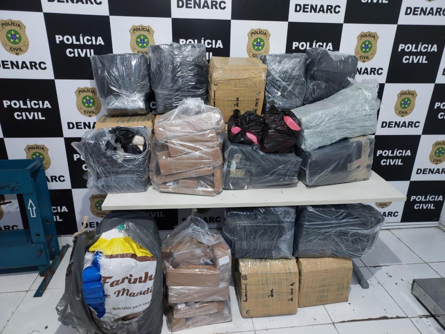 Quase 680kg de maconha são apreendidos em duas operações deflagradas pelo Denarc em Itabaiana