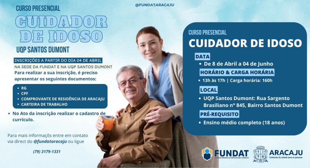 Prefeitura abre inscrições para curso de Cuidador de Idosos em Aracaju