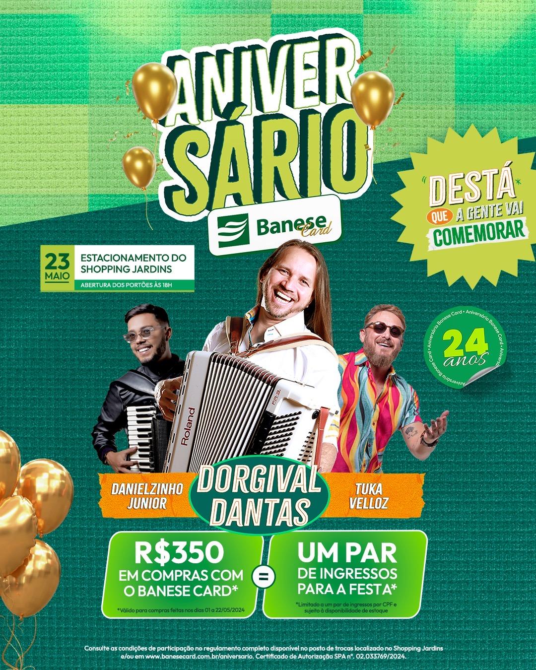 Troca de cupons para show de aniversário do Banese Card começa neste sábado, 18