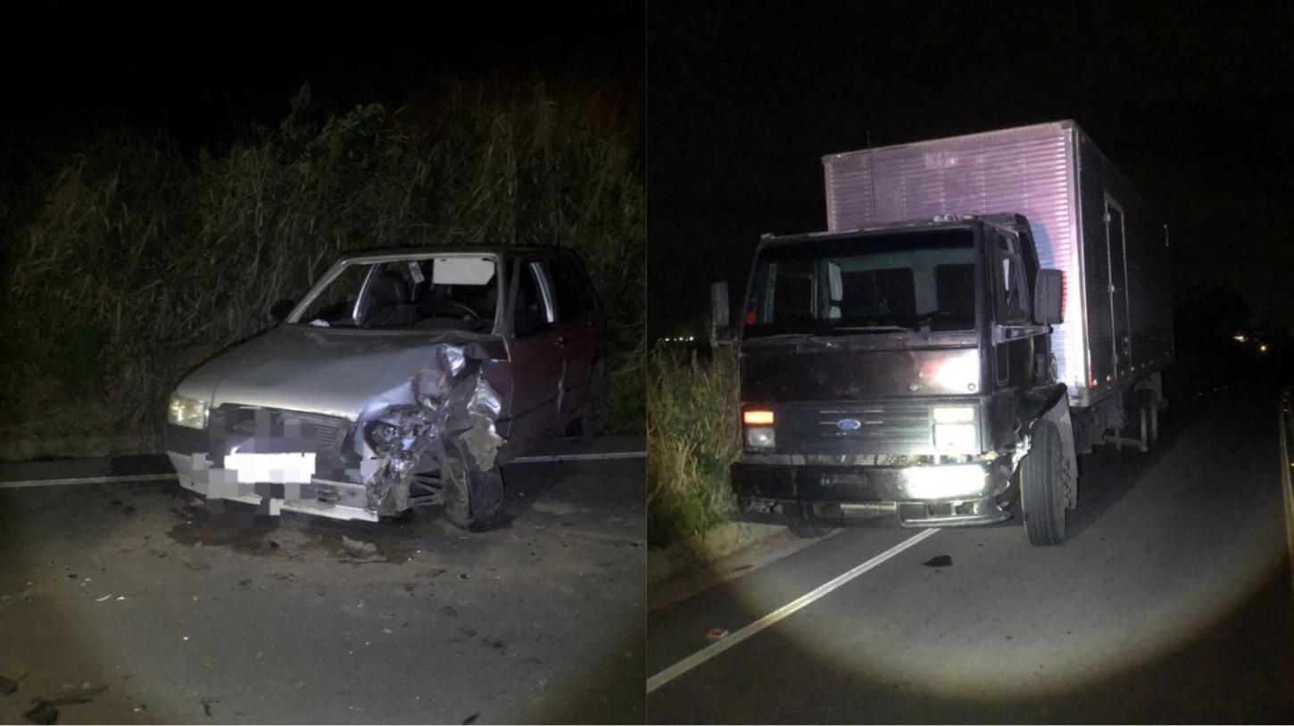 Acidente entre caminhão e carro deixa dois feridos em Arauá