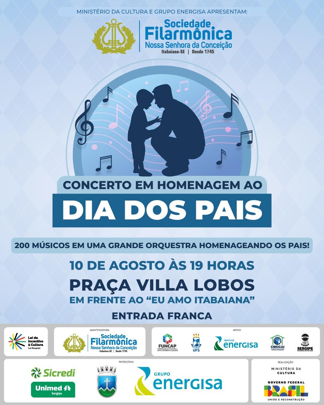 Filarmônica de Itabaiana realiza concerto comemorativo do Dia dos Pais