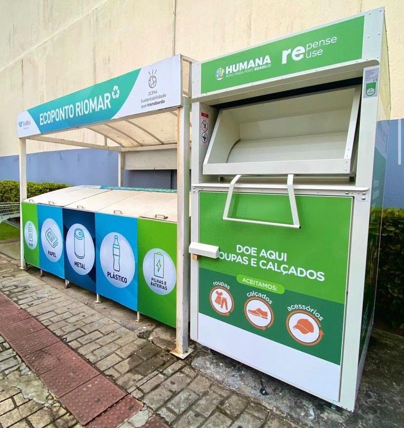 Shoppings RioMar e Jardins recebem ecopontos para coleta de resíduo têxtil