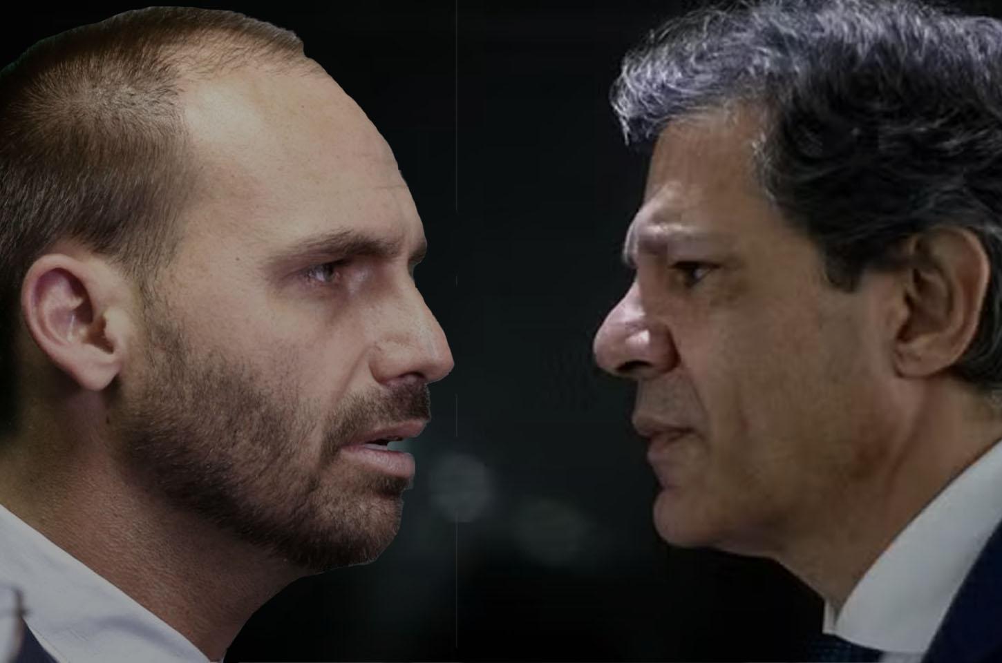 Haddad e Eduardo Bolsonaro lideram ranking de rejeição no Brasil, aponta pesquisa